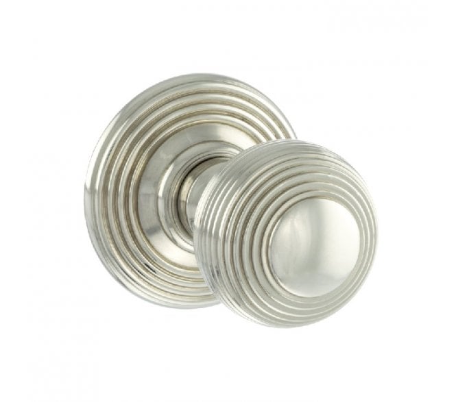 Old English OE50 Reeded Solid Brass Door Knobs - Polished Nickel