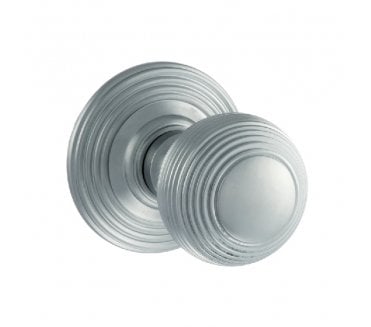 Old English OE50 Reeded Solid Brass Door Knobs - Satin Chrome