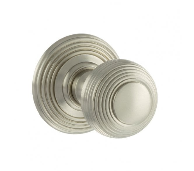 Old English OE50 Reeded Solid Brass Door Knobs - Satin Nickel