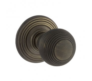 Old English OE50 Reeded Solid Brass Door Knobs - Urban Bronze