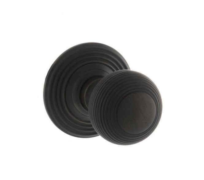 Old English OE50 Reeded Solid Brass Door Knobs - Urban Dark Bronze