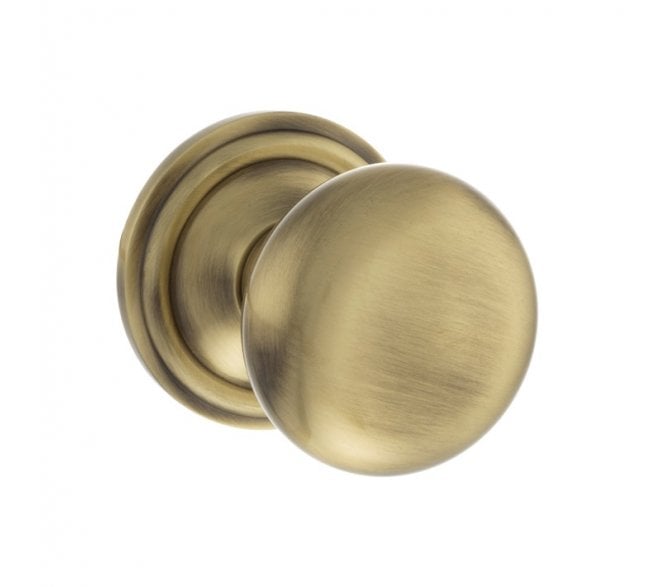 Old English OE58 Mushroom Solid Brass Door Knobs - Antique Brass