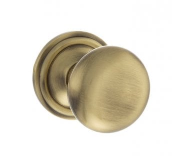 Old English OE58 Mushroom Solid Brass Door Knobs - Antique Brass