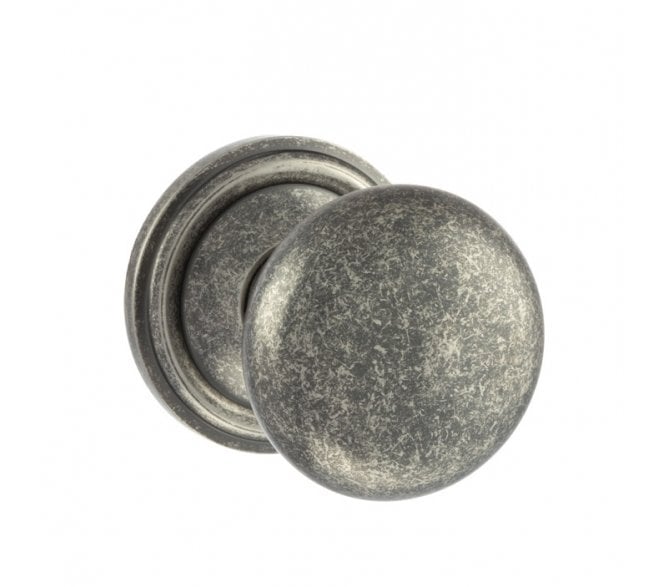 Old English OE58 Mushroom Solid Brass Door Knobs - Distressed Silver