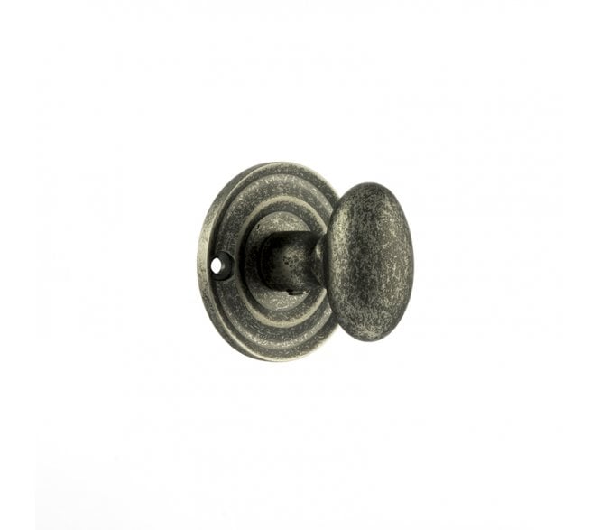 Old English Small Oval Bathroom Turn & Release - Distressed Silver