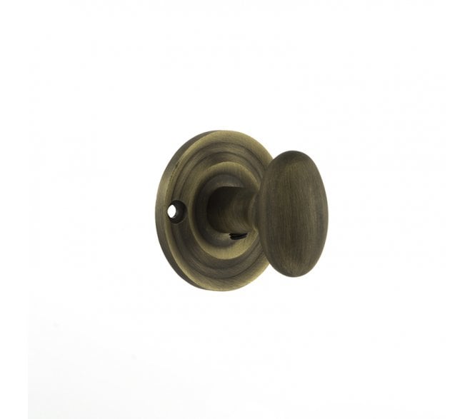 Old English Small Oval Bathroom Turn & Release - Matt Antique Brass