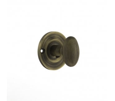 Old English Small Oval Bathroom Turn & Release - Matt Antique Brass