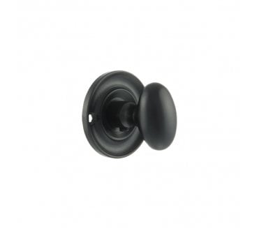 Old English Small Oval Bathroom Turn & Release - Matt Black