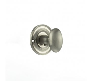 Old English Small Oval Bathroom Turn & Release - Satin Nickel