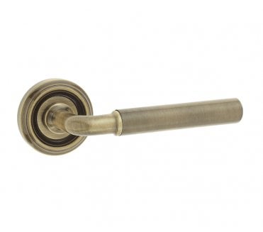 Parisian Elise Art Deco Door Handles On Round Rose - Antique Brass