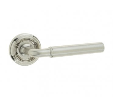 Parisian Elise Art Deco Door Handles On Round Rose - Satin Nickel