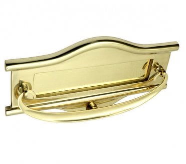 Prima Art Deco Letter Plate W/ Knocker - 225mm x 104mm - Polished Brass