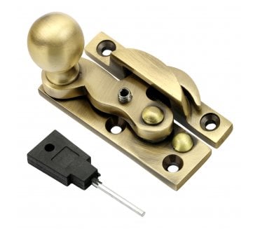 Prima Ball End Sash Window Claw Fastener (Lockable) - Antique Brass