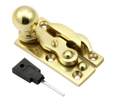 Prima Ball End Sash Window Claw Fastener (Lockable) - Polished Brass