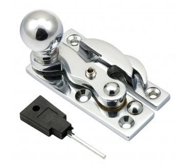 Prima Ball End Sash Window Claw Fastener (Lockable) - Polished Chrome
