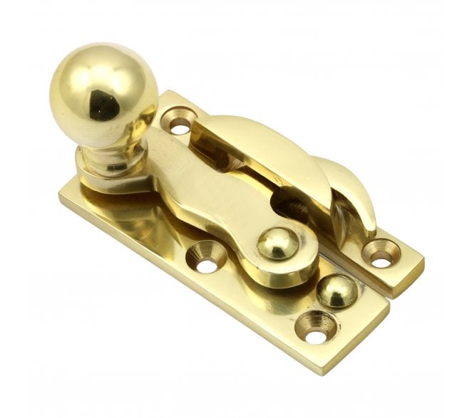 Prima Ball End Sash Window Claw Fastener - Polished Brass