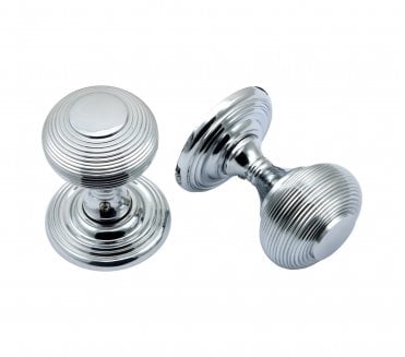Prima BC2030 Solid Brass Reeded Concealed Door Knobs - Polished Chrome