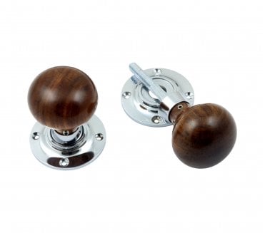 Prima BC2035 Mushroom Mortice/Rim Knob Set - Rosewood & Polished Chrome