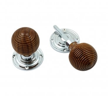 Prima BC2036 Beehive Mortice/Rim Knob Set - Rosewood & Polished Chrome