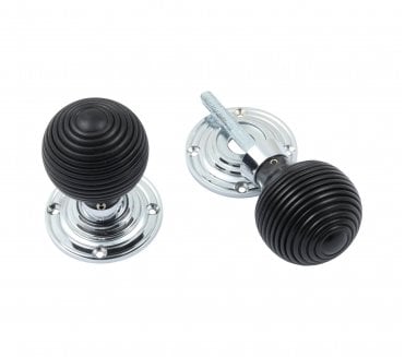 Prima BC2038 Beehive Mortice/Rim Knob Set - Ebony & Polished Chrome