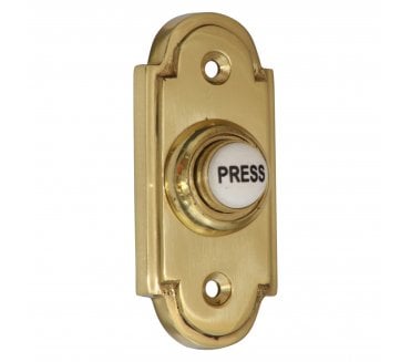 Prima Bell Push - 76mm x 33mm - W/ China 'Press' Button - Polished Brass