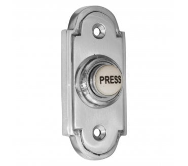 Prima Bell Push - 76mm x 33mm - W/ China 'Press' Button - Polished Chrome