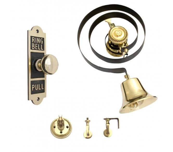 Prima BH1006 Butlers Bell with Shaped Oblong Embossed Pull - Polished Brass