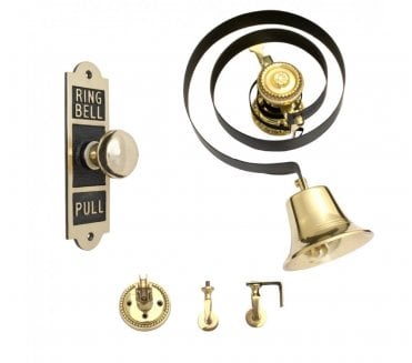 Prima BH1006 Butlers Bell with Shaped Oblong Embossed Pull - Polished Brass