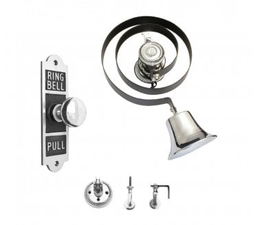 Prima BH1006 Butlers Bell with Shaped Oblong Embossed Pull -  Polished Chrome