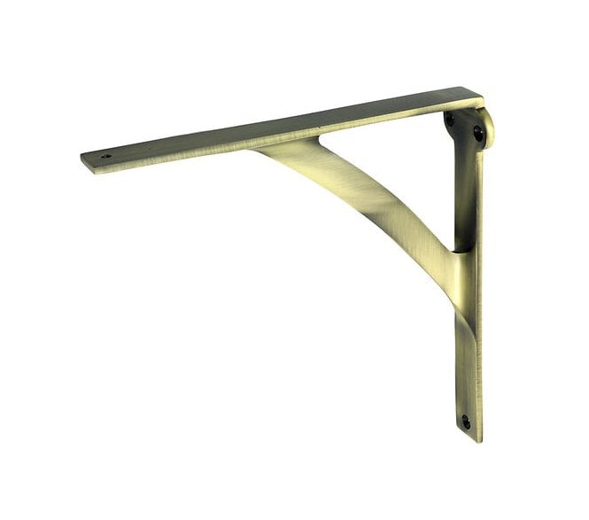 Prima Cast Designer Shelf Bracket (For Wood) - Antique Brass