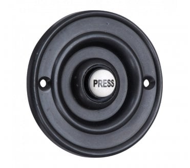 Prima Circular Bell Push W/ China 'Press' Button - Matt Black