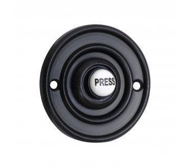 Prima Circular Bell Push W/ China 'Press' Button - Matt Black