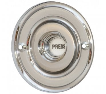 Prima Circular Bell Push W/ China 'Press' Button - Polished Chrome