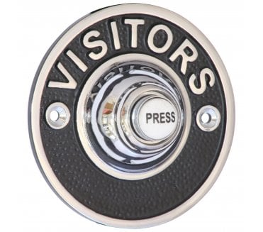 Prima Circular Bell Push W/ Engraved 'Visitors' Button - Polished Chrome