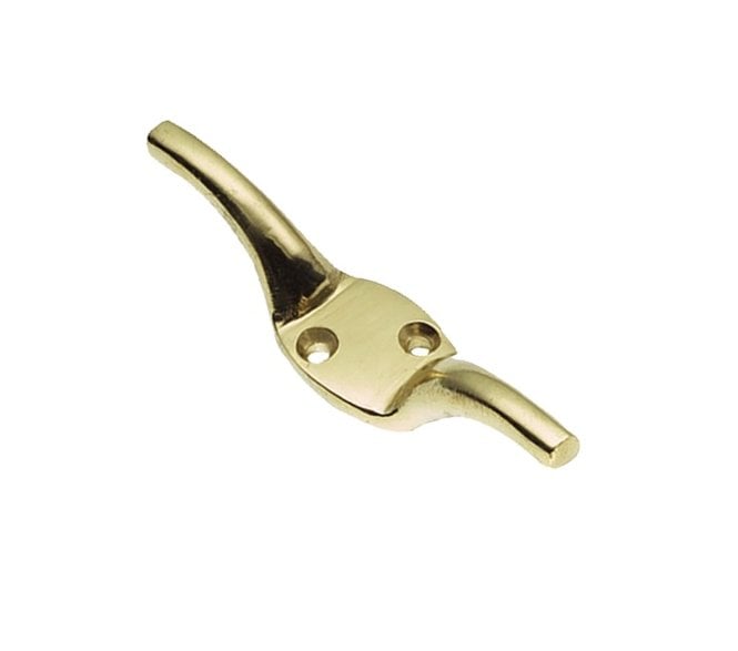 Prima Cleat Hook - 76mm x 19mm - Polished Brass