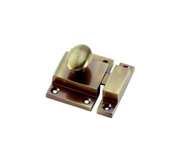 Prima Cupboard Latch with Oval Knob - Antique Brass