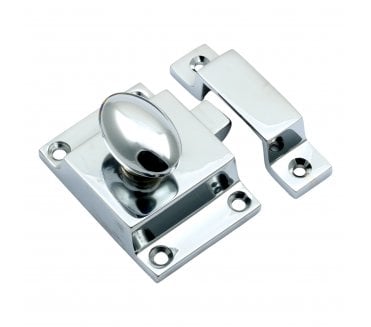 Prima Cupboard Latch with Oval Knob - Polished Chrome