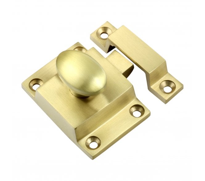 Prima Cupboard Latch with Oval Knob - Satin Brass