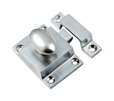 Prima Cupboard Latch with Oval Knob - Satin Chrome