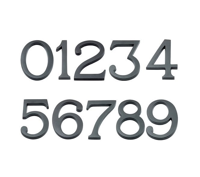 Prima Door Numerals (Pin Fixed) - 102mm - Matt Black