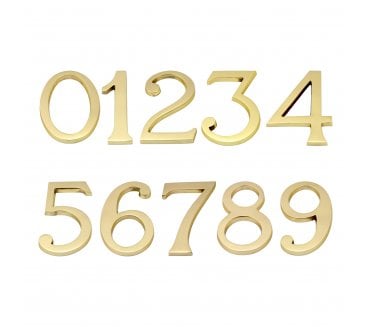Prima Door Numerals (Pin Fixed) - 102mm - Polished Brass