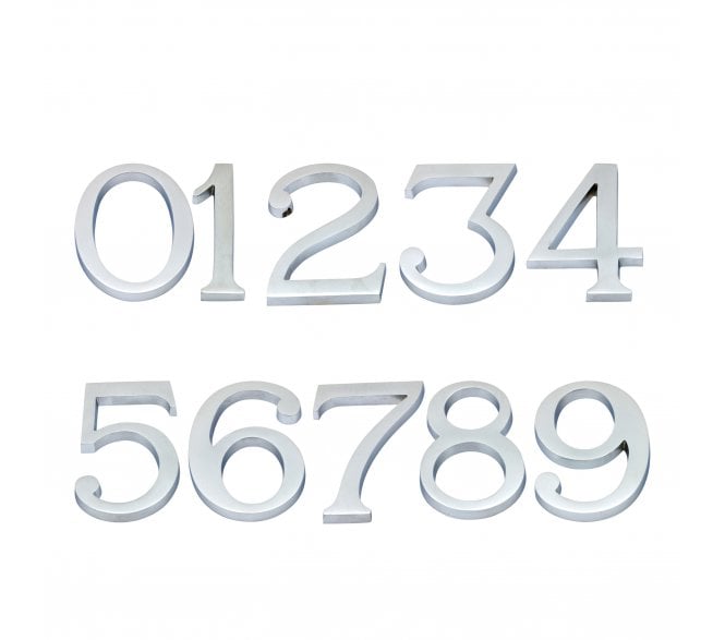Prima Door Numerals (Pin Fixed) - 102mm - Satin Chrome