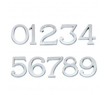 Prima Door Numerals (Pin Fixed) - 102mm - Satin Chrome
