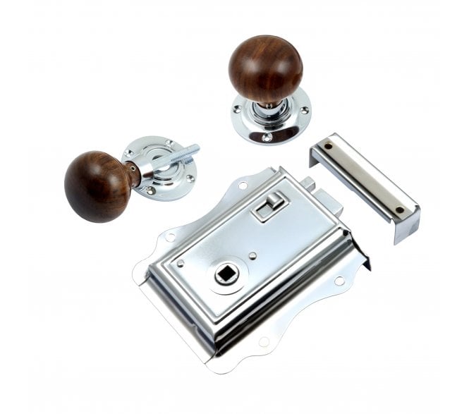 Prima Fancy Rim wood Mushroom Rim Knobs - Polished Chrome