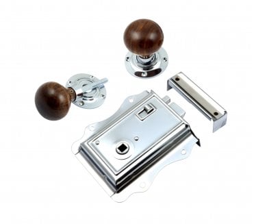 Prima Fancy Rim wood Mushroom Rim Knobs - Polished Chrome