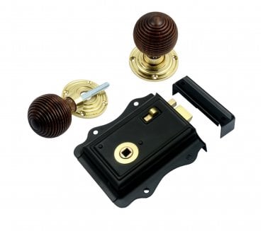 Prima Fancy Rim wood Reeded Rim Knobs - Polished Brass