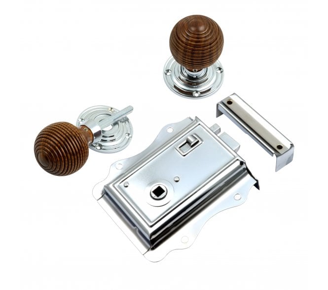 Prima Fancy Rim wood Reeded Rim Knobs - Polished Chrome