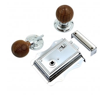 Prima Fancy Rim wood Reeded Rim Knobs - Polished Chrome