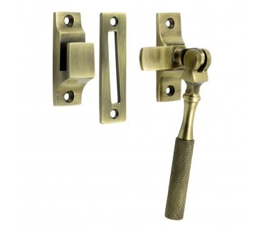 Prima Knurled End Casement Fastener - Antique Brass
