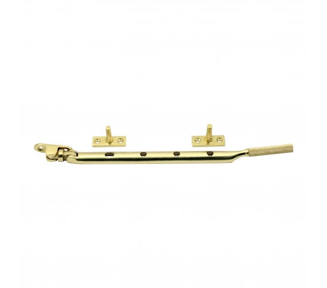 Prima Knurled End Casement Window Stay - Polished Brass